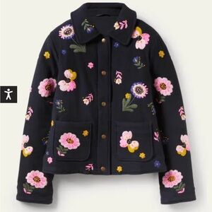 Boden Clara Embroidered Jacket Navy